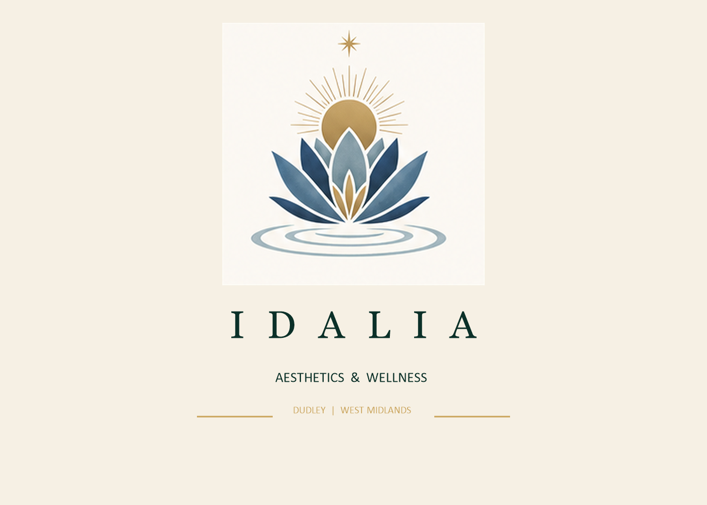 Idalia emblem with a flowering bloom, Cypriot sun and sea ripples